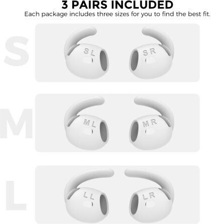 Ahastyle Pt60-4 1 Чифт Силиконови Куки За Ухо Airpods 4 Размер Large Бял