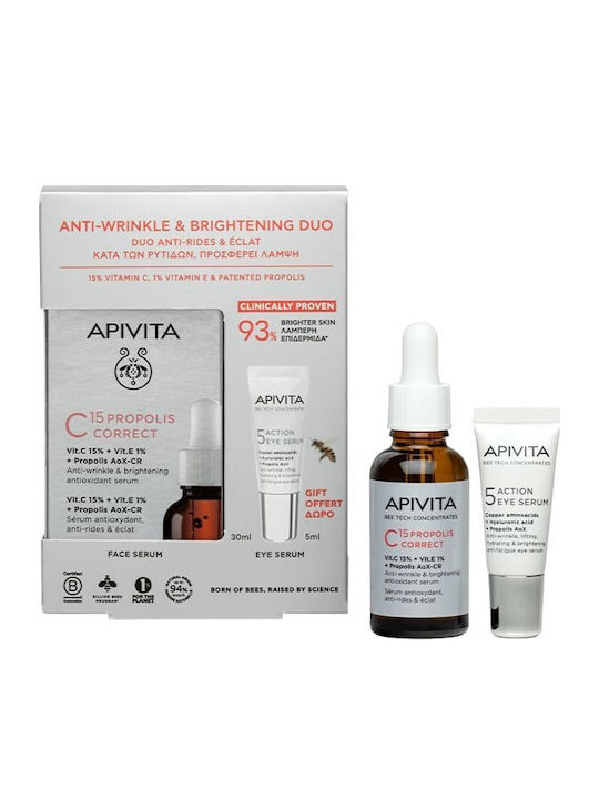 Apivita Bee Tech Concentrates C15 Propolis Correct Set de Îngrijire pentru Anti-Îmbătrânire, Strălucire & Hidratare 2 Bucăți