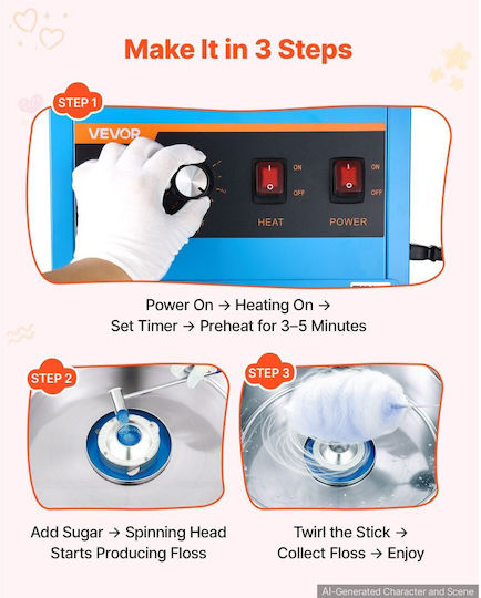 Vevor Candy Floss Maker 43.5cm Blue