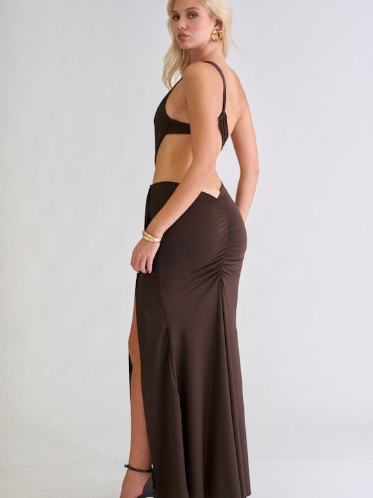 Summer Maxi T-Shirt Dress Dark Brown