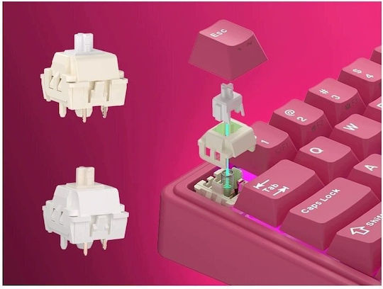 Royal Kludge R65 Гейминг Механична Клавиатура с RGB Осветление (Английски US) Розов