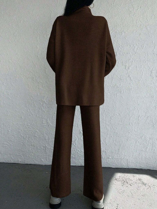 Women's Brown Set with Trousers in Loose Fit