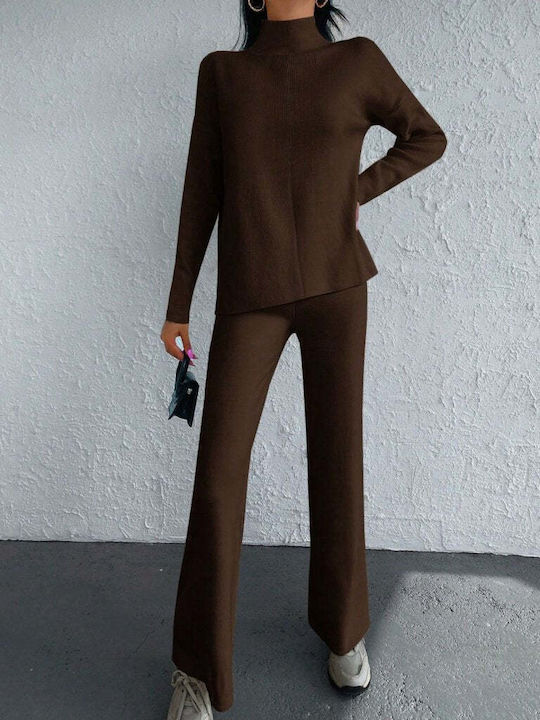 Women's Brown Set with Trousers in Loose Fit