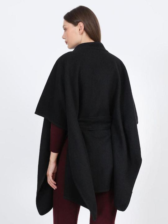Women's Coat Black with Belt