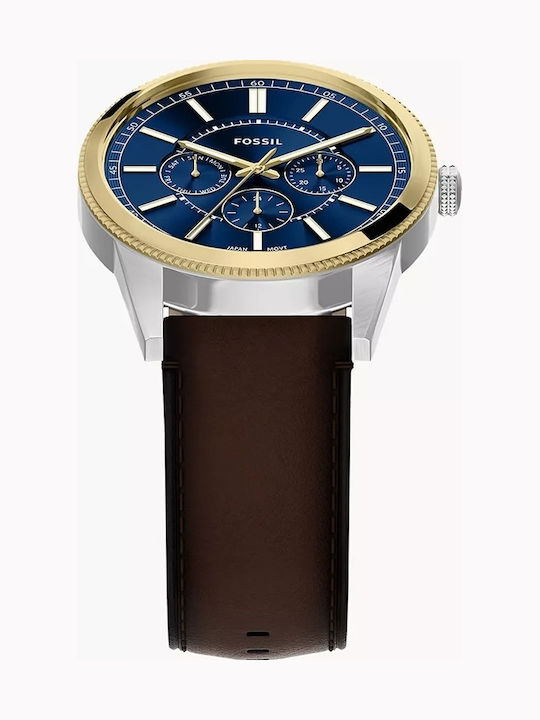 Fossil Multifunction Men's Watch 42mm Battery with Brown Leather Strap