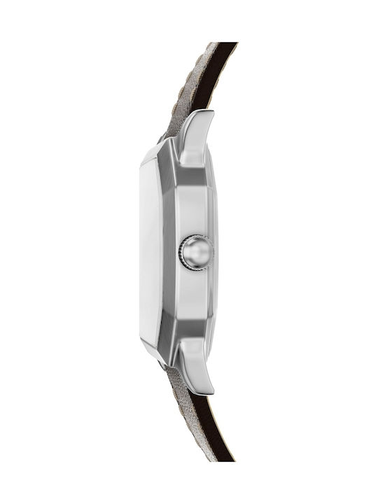 Fossil Three Ανδρικό Ρολόι 33mm На Батерия с Кафяв Кожен Каишка