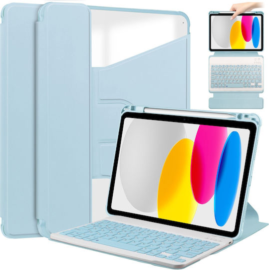 4KOM L Калъф 360° Клавиатура Apple iPad 10.9 2022 Gen 10 11 2025 A16 Gen 11