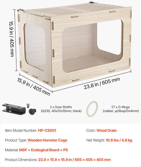Vevor Cușcă Pentru Rozătoare 60.5x40.5x40.5cm