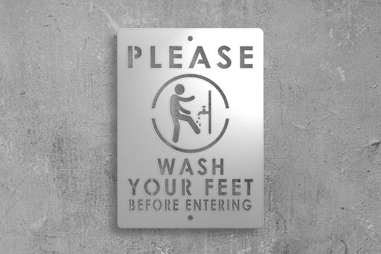 Μεταλλική Πινακίδα Σήμανσης «wash Your Feet»
