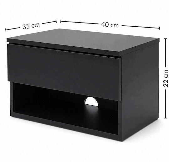 Нощно Шкафче Cmk Meble Дървено Черно 21.5x40x30см