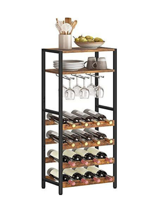 Hoobro Free Standing Metallic Bottle Rack for 16 Bottles Red 42x24x100cm