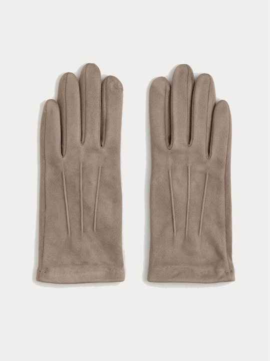 Brown Women's Leather Touch Gloves