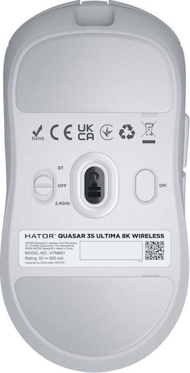 HATOR Quasar 3S Ultima Kabelloses Gaming Maus 30000 DPI Weiß