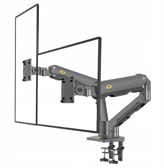 North Bayou Desk Mounted Base for 2 Screens up to 34" with Grey Arm