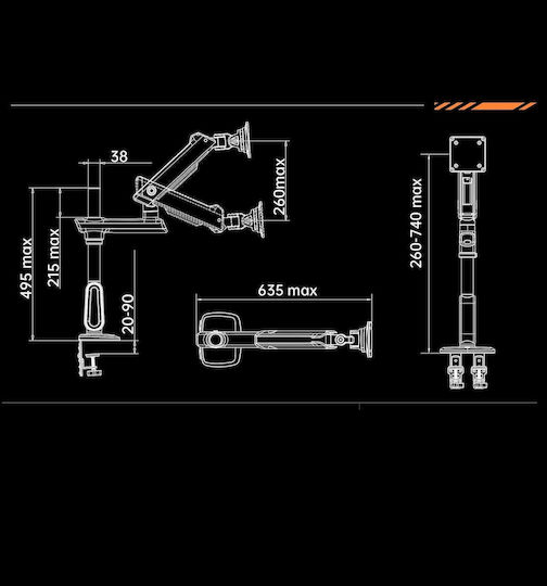 Blow Офисна стойка за монитор до 60" Розова (F7-XJ)