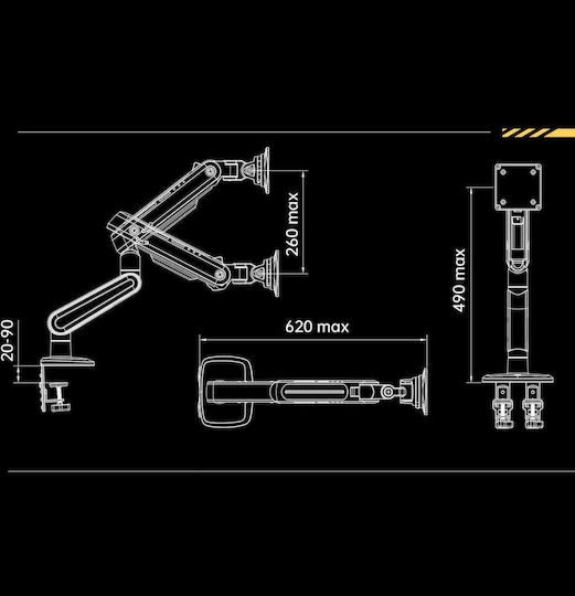 North Bayou Suport De Birou Pentru Monitor Până La 60" Cu Braț Gri (F6-G)