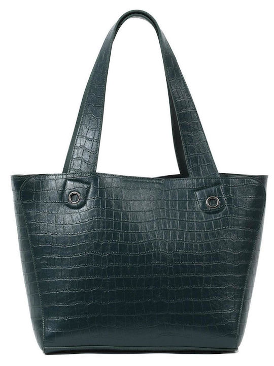 Women's Shoulder Bag Croco Petrol Blue