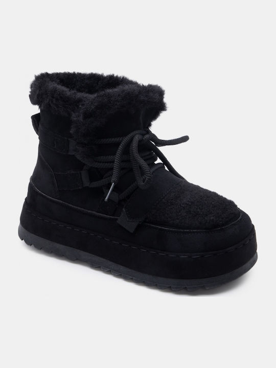Women's Ankle Boots with Fur Black