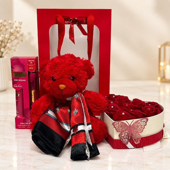 Set Pentru Femei Ursuleț De Pluș Tommy 10 Trandafiri Săpun Eșarfă Din Satin Set Parfum Set Pentru Femei Ursuleț De Pluș Tommy 10 Trandafiri Săpun Eșarfă Din Satin Set Parfum