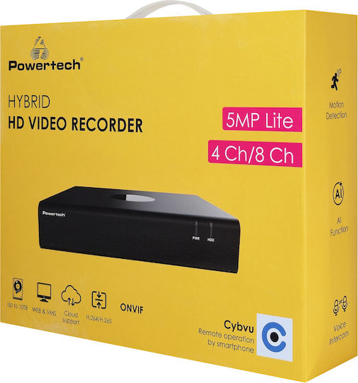 Powertech PT-1595 Устройство за запис HVR с 4 канала с Анализ Full HD+