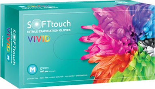 Soft Care Vivid Nitrile Gloves Powder Free in Green Colour 100pcs