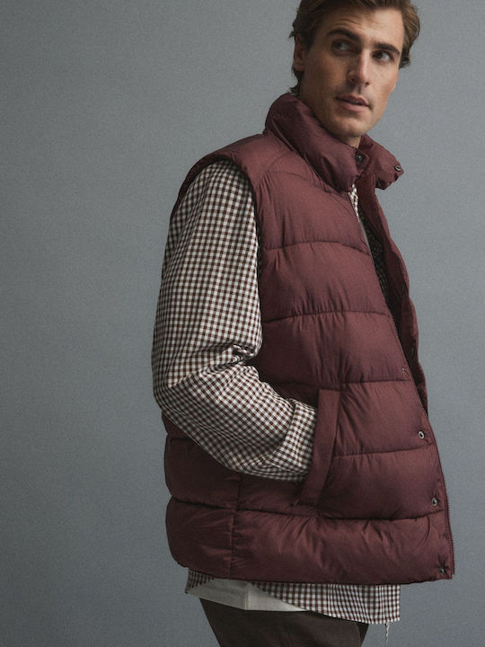 Ärmelloses Puffer Burgundische Herren Jacke