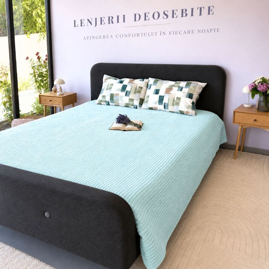 Pucioasa Knitted Single Blanket 160x220cm Mint Green