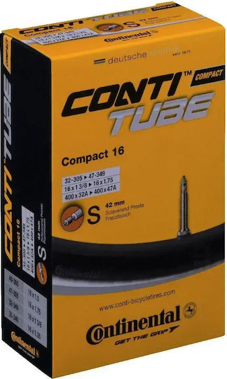 Continental Cameră de aer pentru bicicletă pentru copii 16" Compact 16 32 47-305 349 16x1 3/8-1.75 Valvă Presta 42mm