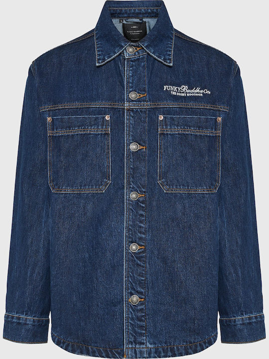 Long Sleeve Denim Overshirt Blue