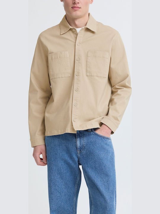 Herrenhemden Langärmeliges Beige Overshirt