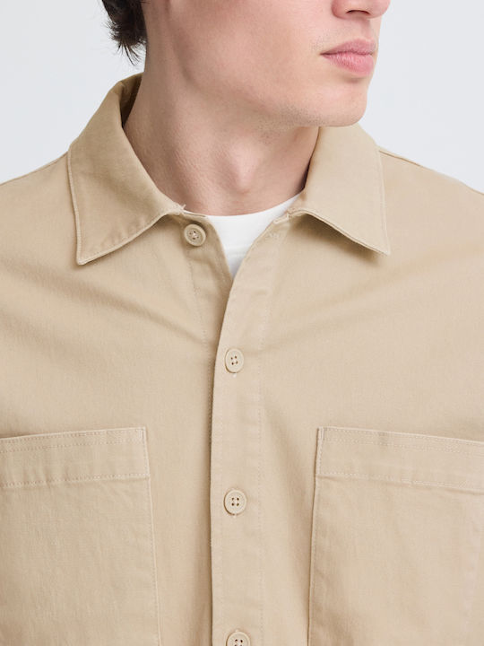 Herrenhemden Langärmeliges Beige Overshirt
