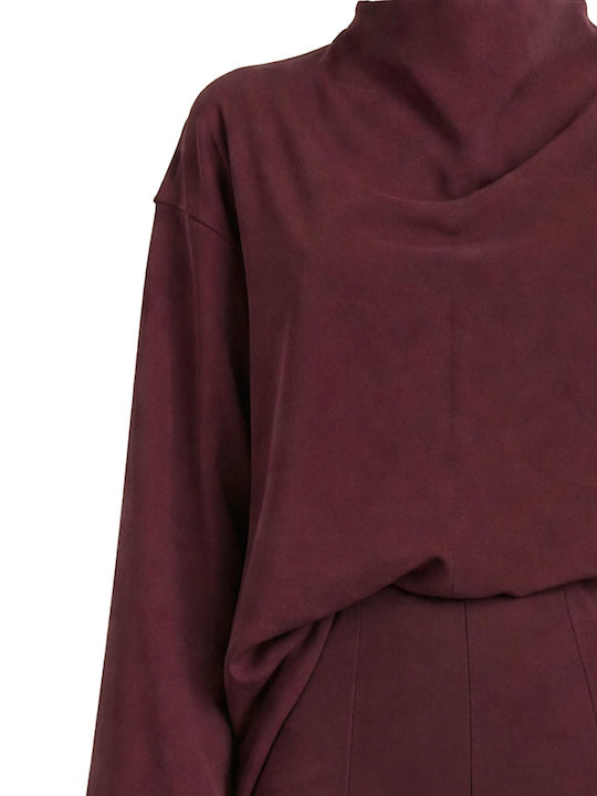 Damen Bluse Langärmelig Burgundisch