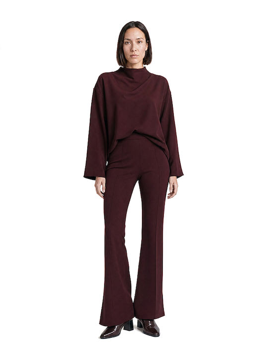 Damen Bluse Langärmelig Burgundisch
