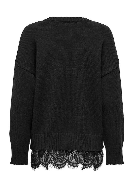 Only Women's Sweater with Lace Black