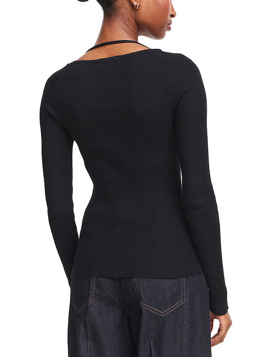 Guess Pulover Damă Mânecă Lungă Negru