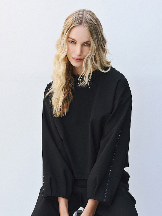 Damen Bluse Langärmelig Schwarz