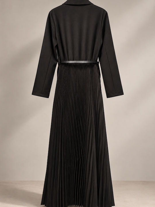 Summer Maxi Dress Long Sleeve Wrap Black