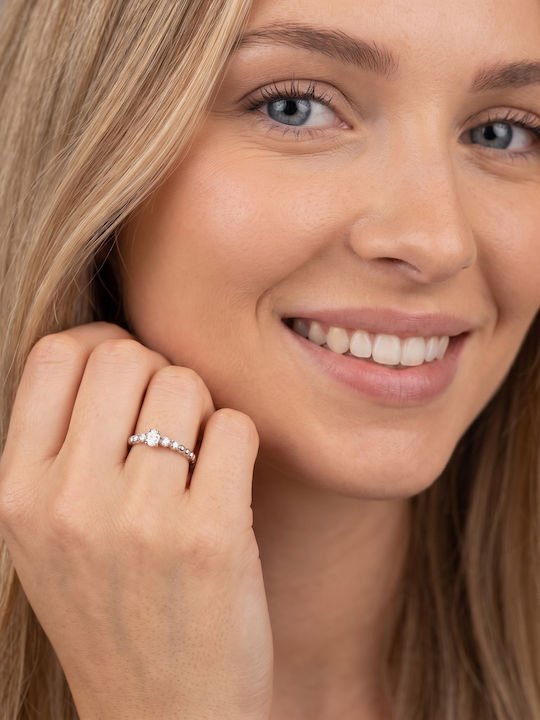 Diamond Group Μονόπετρο από Λευκόχρυσο 18Κ με Διαμάντι
