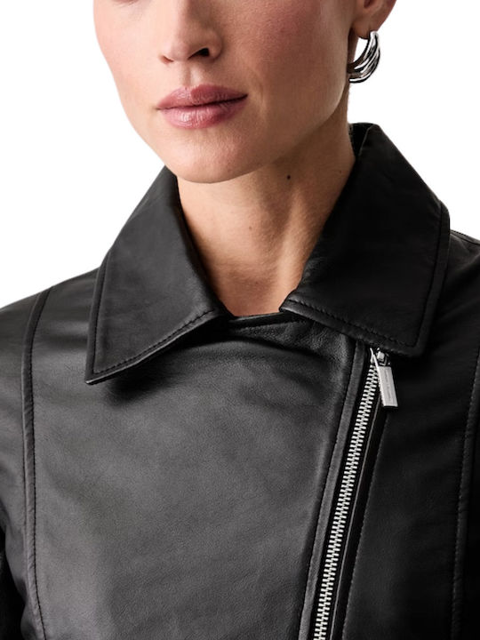 Leather Women's Jacket for Winter Black