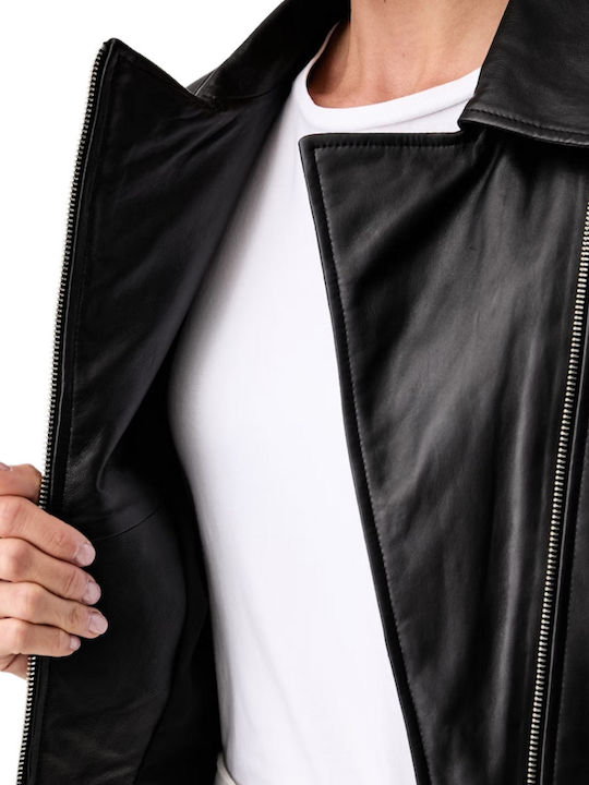 Leather Women's Jacket for Winter Black