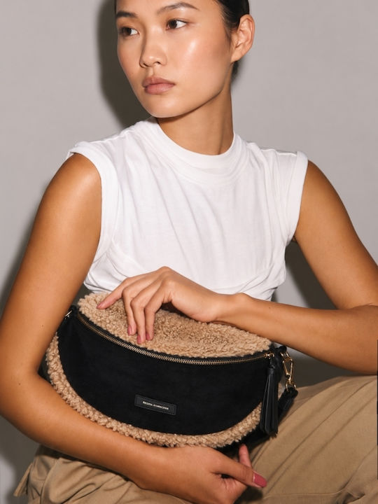 Fabric Fur Women's Shoulder Bag Suede Black
