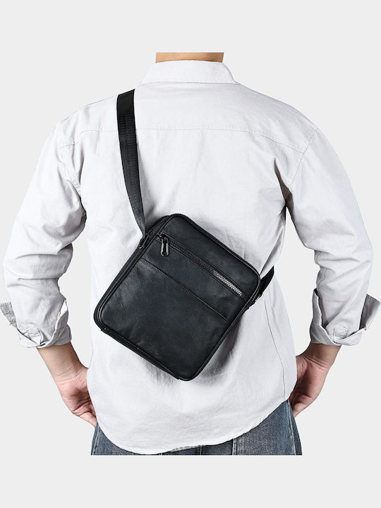 Herren Ledertasche Schulter / Crossbody Schwarz
