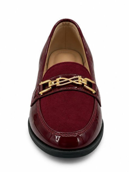 Lackleder Damen Mokassins in Burgundisch Farbe