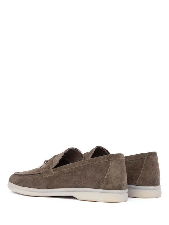 Leather Women's Loafers in Brown Colour