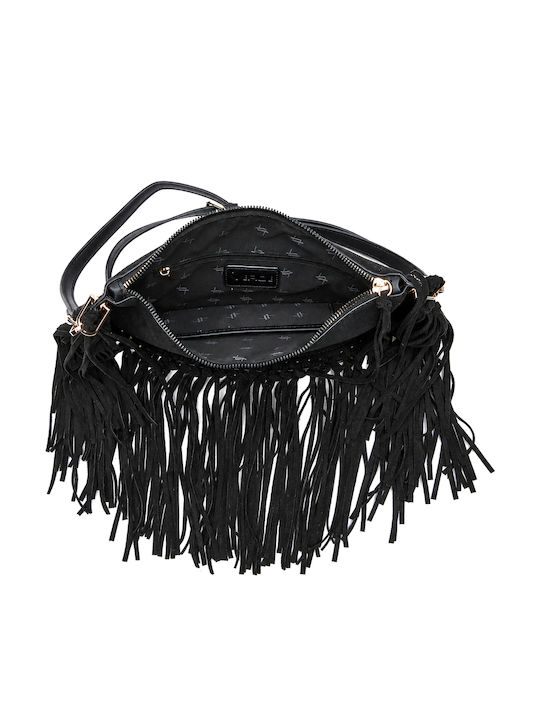 Fabric Knitted Women's Shoulder Bag Suede Black
