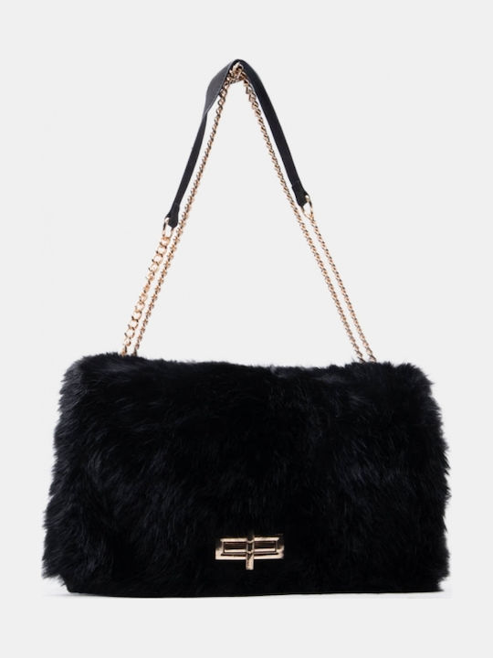 Fur Women's Shoulder Bag Black