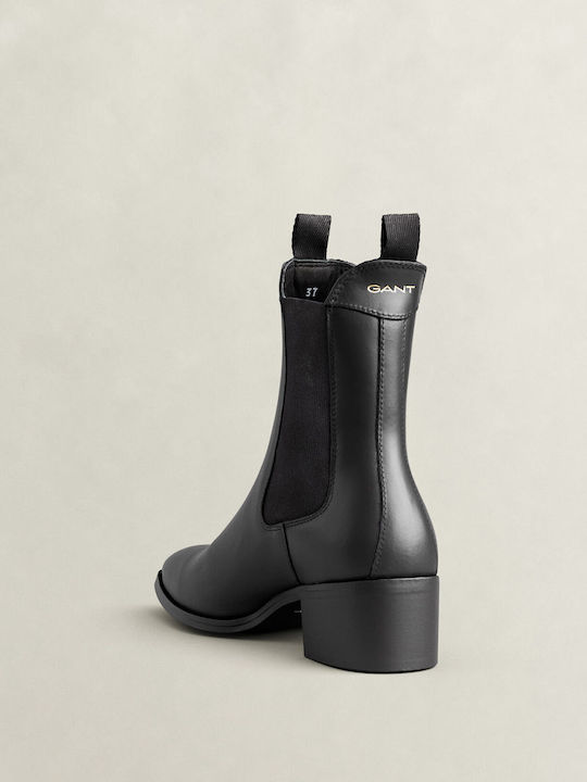 Leder Damen Chelsea-Stiefel Schwarz