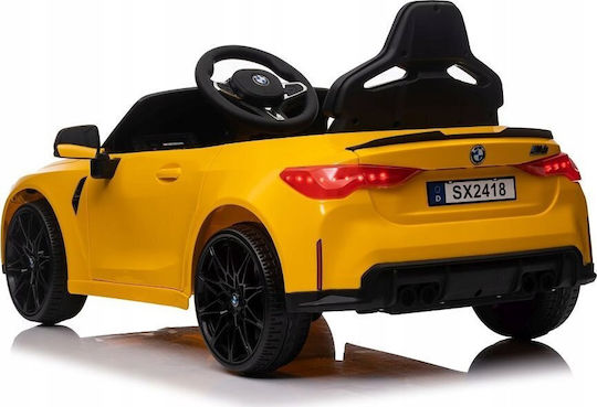 BMW M4 Cu Un Loc Cu Telecomandă 12 Volți Galben Pentru 3+ Ani