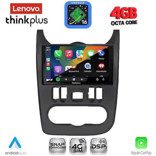 Lenovo Автомобилна Аудио Система за Renault Logan Dacia Duster Logan Sandero 2006-2012 Bluetooth USB WiFi GPS Apple CarPlay Android Auto с Touch Screen 9"