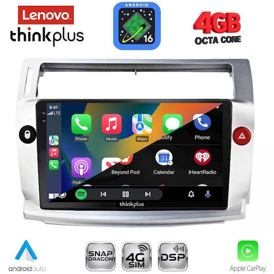 Lenovo Car Audio System for Citroen C4 2004-2011 (Bluetooth/USB/WiFi/GPS/Apple-Carplay/Android-Auto) with 9" Touch Screen